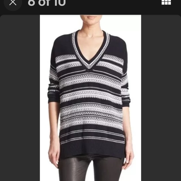 Vince. Oversized V-Neck Striped Sweater Size XS - Picture 6 of 13